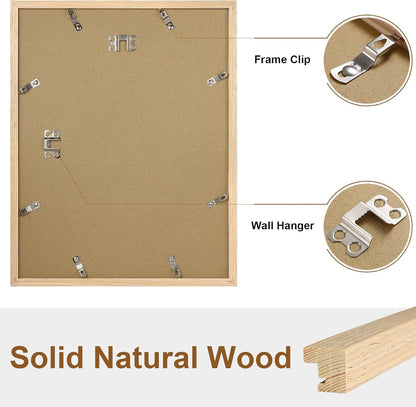 11X14 Picture Frame - Solid Natural Wood Frame with Shatterproof Plexiglass, Includes 8X10 Mat, Wall Hanging for Photos, Art, Home & Office Decor (1 Pack)