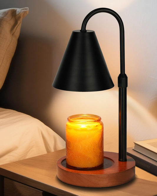Candle Warmer Lamp with Timer Dimmable, Birthday Gifts for Women Mom, House Warming Gift, Vintage Candle Lamp, Black Candle Warmer for Jar Scented Candles, Home Decor, Wax Melt Warmer with 2 Bulbs