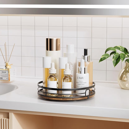 9'' Lazy Susan Turntable Organizer for Cabinet, round Wood Lazy Susan for Table Top, Countertop, Kitchen, Pantry, Spice, Bathroom Vanity, Decor