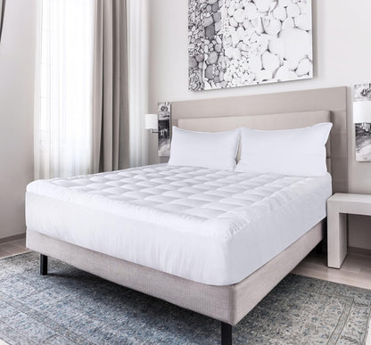 Full Mattress Pad, Quilted Fitted Premium Mattress Protector, Deep Pocket Cover Stretches up to 16 Inches, Fluffy Pillow Topper (54X75 Inches, White)