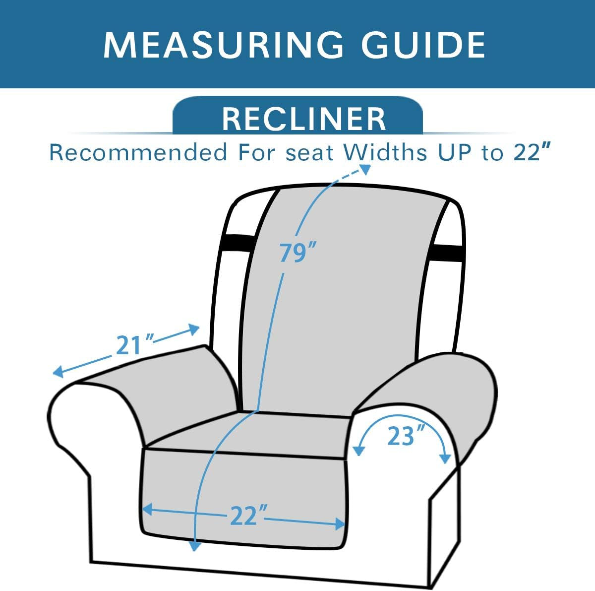 Reversible Quilted Recliner Covers Recliner Chair Cover Water Resistant Furniture Protector Washable Couch Cover with Elastic Straps for Kids, Pets (Recliner, Brown/Beige)