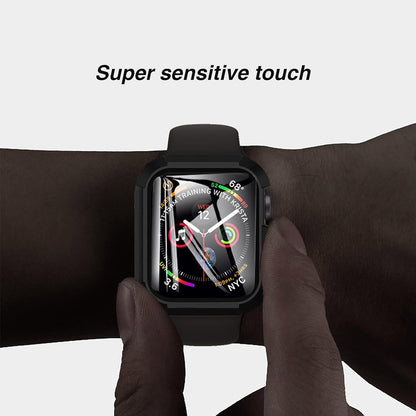 for Apple Watch Series 9 & 8 & 7 Screen Protector Case [45Mm], Ultra-Thin Hard PC Case Built in Tempered Glass for Iwatch, Shockproof Cover with Button [2 Pack][Black]