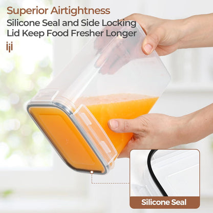 Food Storage Containers with Lids Set of 3 (2L/2.1Qt) (1.4L/1.5Qt) (0.8L/0.8Qt), Airtight Food Storage Container, Plastic Canister Sets for Kitchen, Pantry Organizer for Sugar, Cereal and Snack