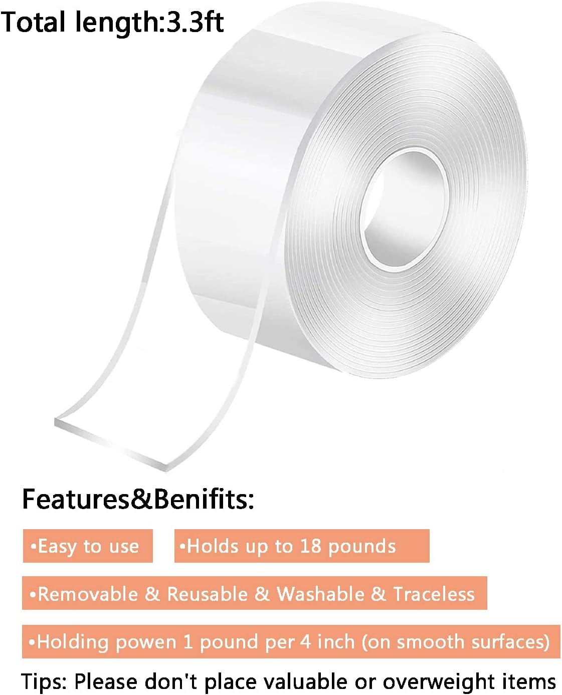 Adhesive Acrylic Spice Rack with Nano Double Sided Tape Wall Mount Organizer Clear Wall Spice Rack with Shelf Ends for Kitchen Cabinet Door - 2 Pack 12‘’ Shelves