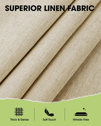 Rectangle Linen Tablecloth Waterproof & Stain Resistant, Wrinkle-Free Table Cloth Adds Elegance and Protection, Ideal for Dining, Party, Wedding and Outdoor, 52 X 70 Inch, Beige