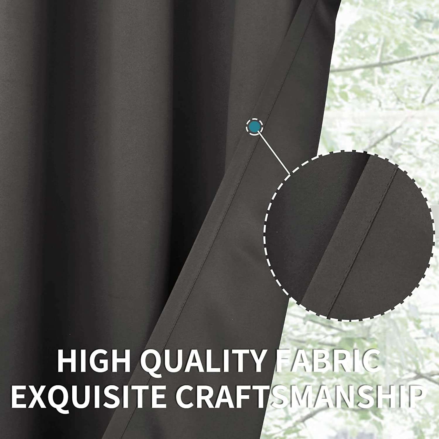 Small Blackout Curtains 36 Inch Length for Kitchen Window over Sink - Dark Grey Cafe Drapes Half Window with Rod Pocket for Rv Bathroom, 2 Panels, 34 X 36 Inch