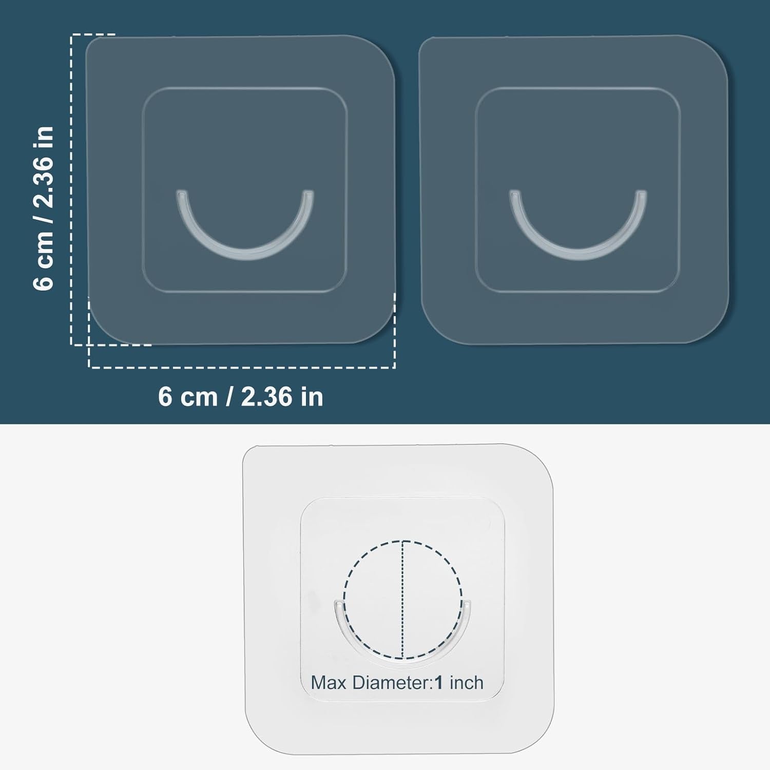 Adhesive Curtain Rod Holder,  Tension Rod Holder, No Drilling Transparent Small Tension Rod Bracket (Only for Tension Rods within 1" Diameter at Both Ends) (6 Pack)