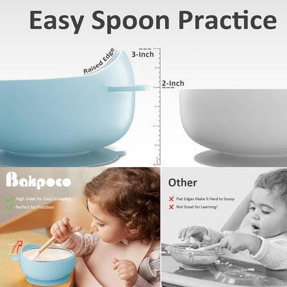 Stainless Steel Baby Bowls with Suction, 2-In-1 Toddlers Bowl & Removable Silicone Suction Kids Bowl, Non Toxic Snack Container for Baby Food Feeding, Soft Blue/Sage/Lavender/Cream Set of 4