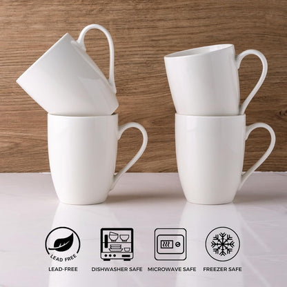 12 oz Off-White Ceramic Coffee Mug Set with Large Handle, Lightweight and Dishwasher & Microwave Safe, Ideal for Latte, Cappuccino, Cocoa, and Milk, 12 Pieces