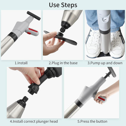Toilet Plunger, Plungers for Bathroom Heavy Duty with Holder, Powerful Toilet Snake for Unclogging Plunger with Real-Time Pressure Indicator Plungers for Washbasin, Floor, Kitchen Clogged
