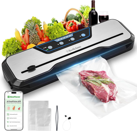 Vacuum Sealer Machine, with Starter Kit and 2-Year Warranty,  Automatic Air Sealing for Food Storage, Build-In Cutter, Moist Mode, EXT-VAC