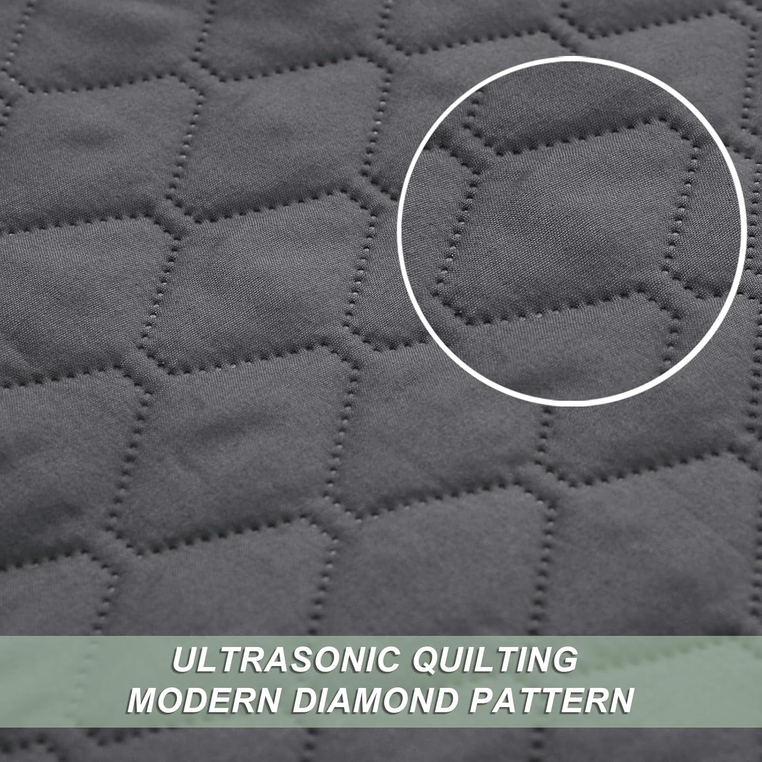 Ultrasonic Reversible Full/Queen Quilt Bedding Set with Pillow Shams, Lightweight All-Season Bedspread, Soft Coverlet in Grey (90" x 96")