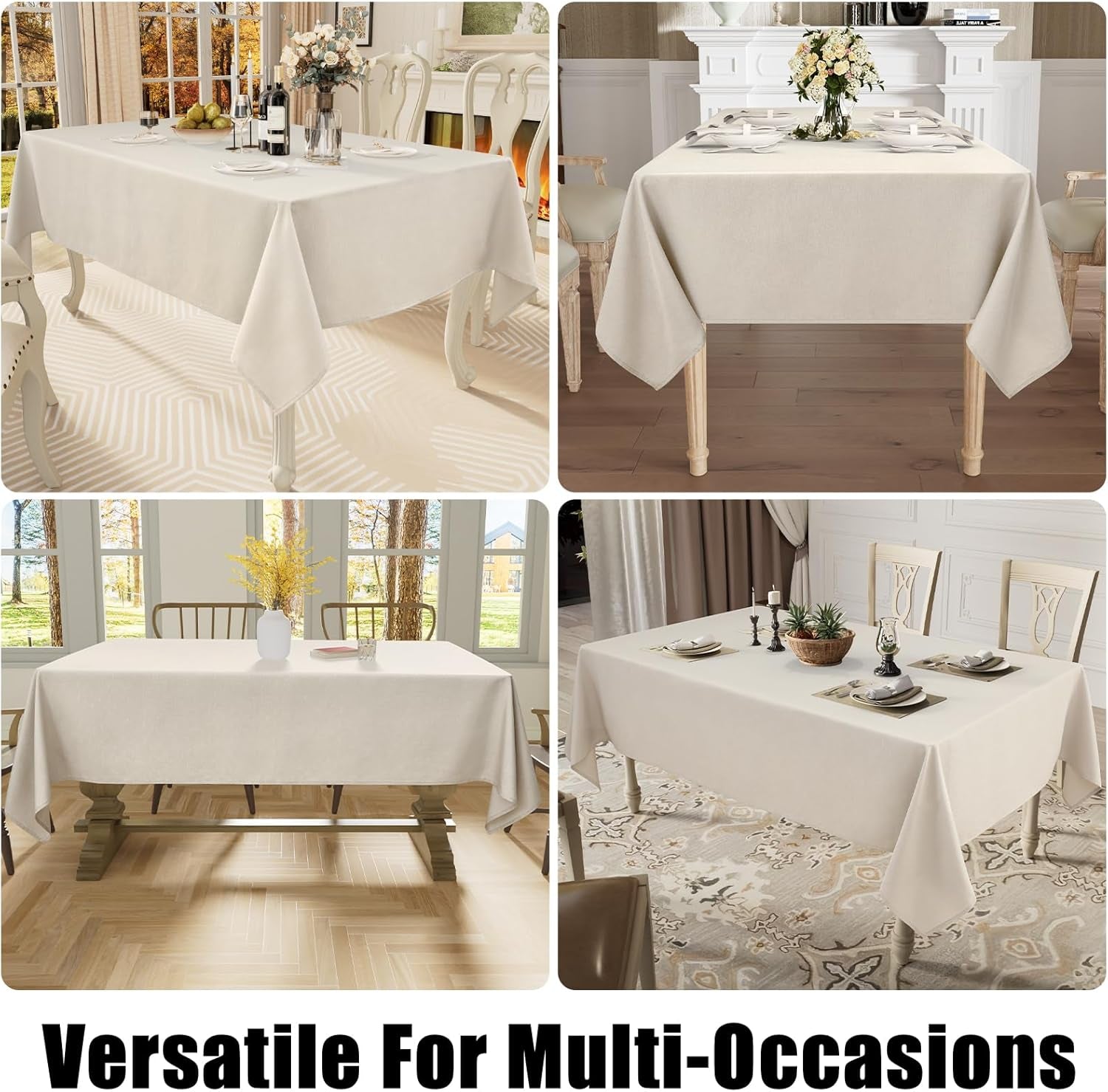Rectangle Table Cloth Linen Textured, Waterproof Spillproof Anti-Wrinkle Burlap Tablecloth, Washable Decorative Fabric Table Cover for Dining, Party, Banquet, 52 X 70 Inch, Beige