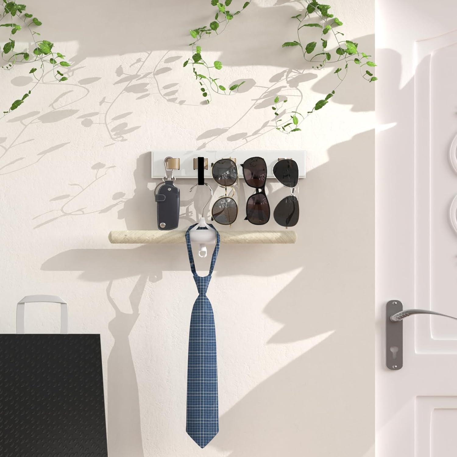 3 Pack Sunglass Organizer, Wall Mounted Sunglasses Organizer, Wooden Glasses Holder Sunglass Holder, Sunglasses Rack for Hanging Your Multiple Eyeglasses, for Wall, Home Decor(Cream)