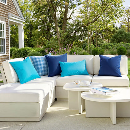 Outdoor Pillow Covers Navy Blue Waterproof Decorative Patio Throw Pillow Covers Fade Resistant for Furniture Tent Couch Sofa Living Room Pack of 2 Spring Summer Pillowcases 18X18 Inch