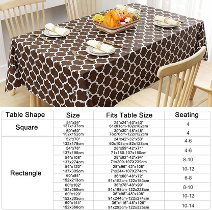 Rectangle Waterproof Vinyl Tablecloth with Flannel Backing, Wipeable and Spillproof for Indoor and Outdoor Use (60" x 84", Coffee)