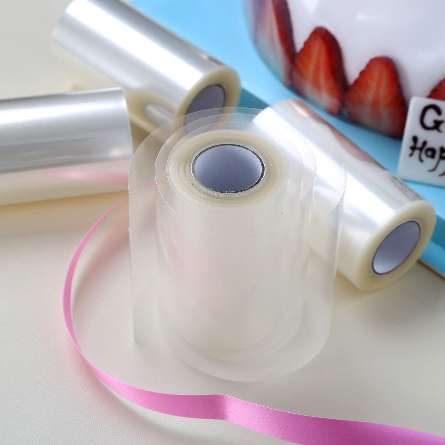 4Pck Cake Collar 3.1 X 394 Inch,  Acetate Sheets, Clear Acetate Roll and Transparent Mousse Cake Rolls for Chocolate Mousse Baking, Cake Decorating and Keeping Cake Shape
