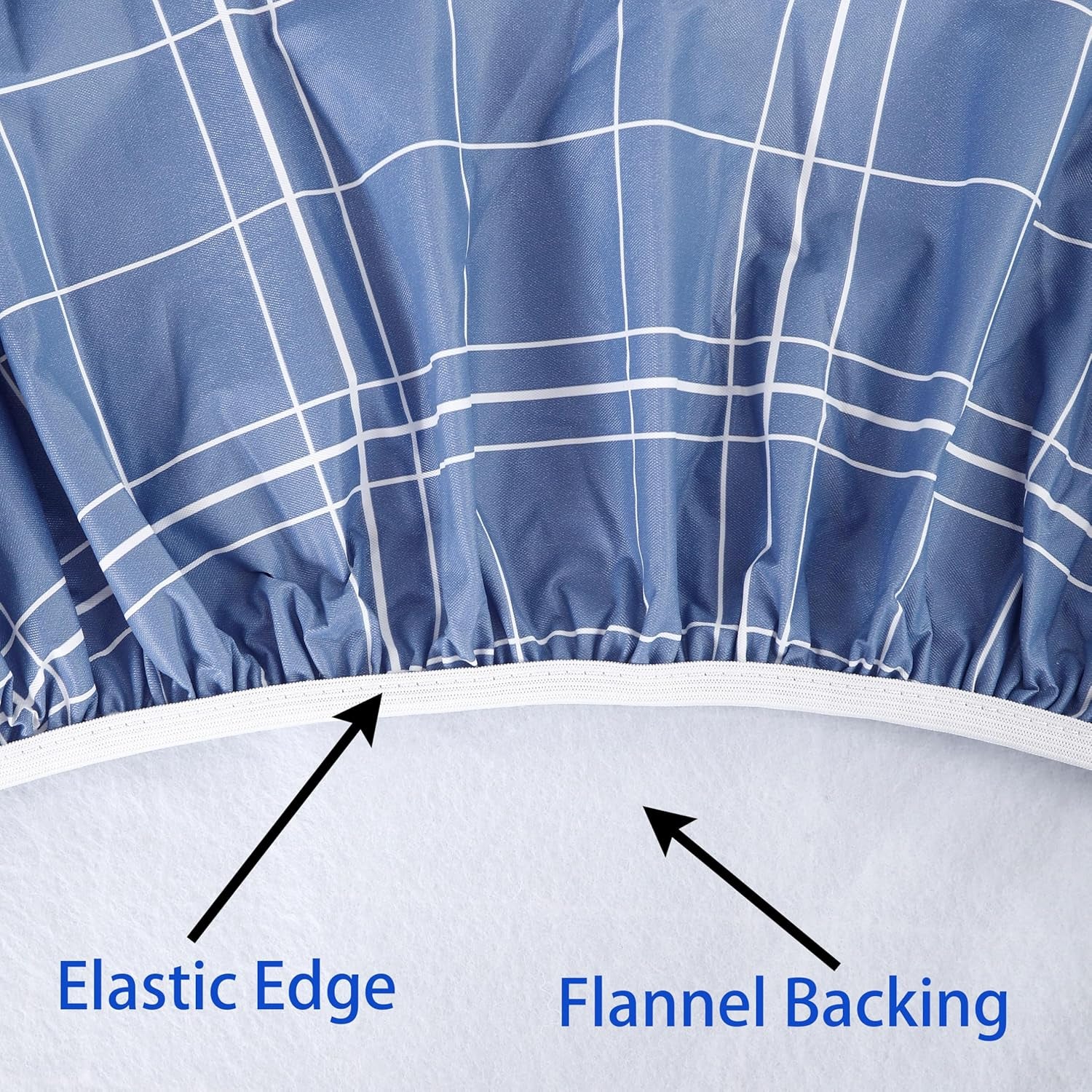 Round Vinyl Fitted Tablecloth with Flannel Backing Elastic Edge Design Table Cover Waterproof Oil-Proof PVC Table Cloth Stain-Resistant Best for 32"-36" Round
