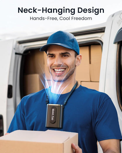 Portable Mini Waist Belt Fan Rechargeable, Upgraded 17500RPM Strong Airflow with 4 Speed Levels, Personal Hands-Free Necklace Cooling Fan, under Shirt Cooling for Blue Collar, Weeding, Outdoor