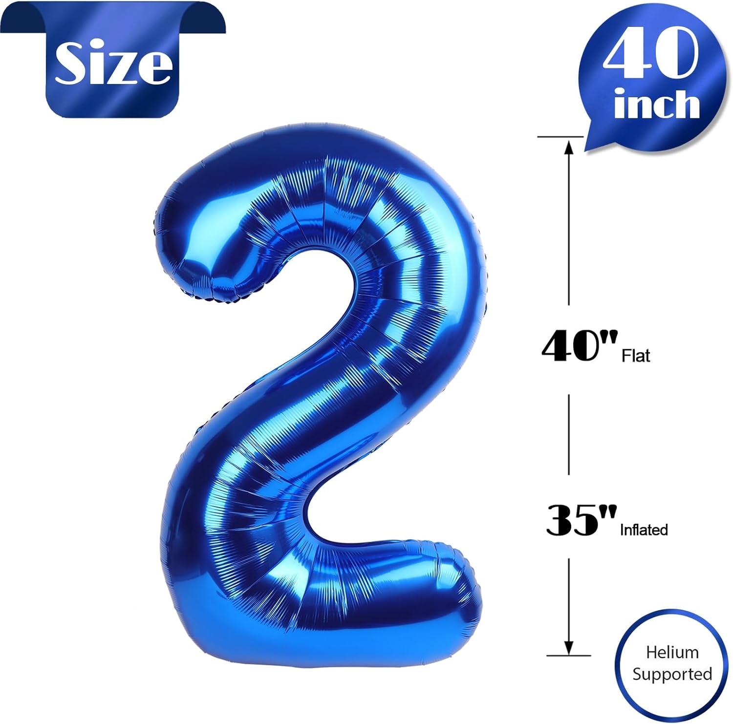 Metallic Blue Number 3 Balloon 40 Inch, 3 Balloon Number, 3Rd Birthday Decorations, Navy Blue Party Supplies for Boys Girls