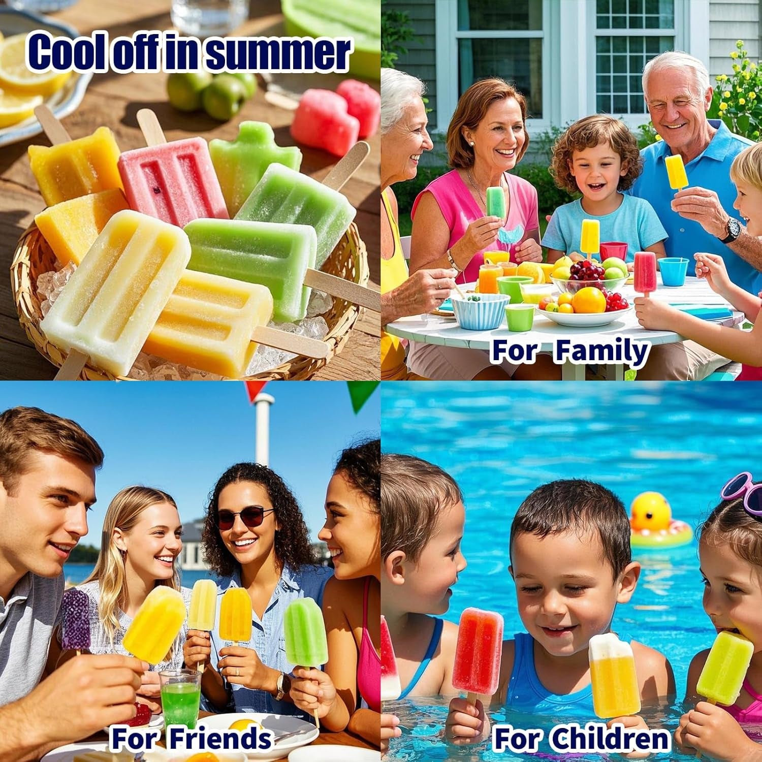 Silicone Popsicles Molds,Popcylce Molds,Food Grade Reusable Popsicle Molds for Kids,Homemade Popsicles Molds,Ice Cream Mold,Ice Pop Molds Maker with Popsicle Stick,Popsicle Bag,Funnel (Blue)