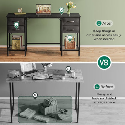 55-Inch Computer Desk with Four Drawers and Mesh Shelf for Home Office, Gaming, and Study Use