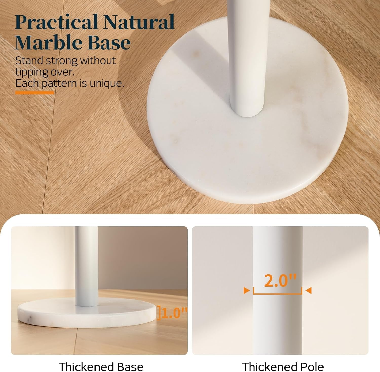 Metal Coat Rack Freestanding with Marble Base, Coat Tree with 12 Hooks & Umbrella Holder, Coat Hanger Stand for Corner Entryway Bedroom Office, Heavy Duty Coat Rack Stand for Clothes Hats Bags