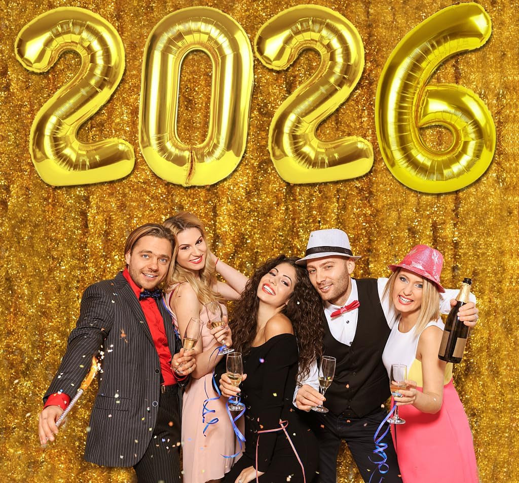 2026 Balloon Numbers - 40 Inch Gold New Years Eve Party Supplies 2026, Nye Decor Party Decorations Happy New Year, New Years Eve Foil Party Balloons