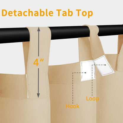 Outdoor Patio Curtains Detachable Tab Top Windproof Weatherproof Curtain for Cabana, Porch, Pergola and Gazebo, Tab Bottom Drape, 2 Panels, 54W X 84L Inch, Beige