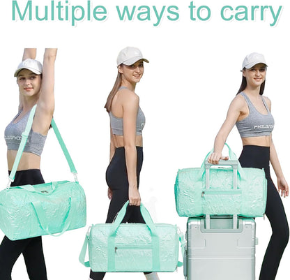 Duffle Bag Girls Kids Cute Gym Bag with Shoes Compartment & Wet Separation Waterproof Sports Overnight Travel Bag