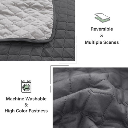 Ultrasonic Reversible Full/Queen Quilt Bedding Set with Pillow Shams, Lightweight All-Season Bedspread, Soft Coverlet in Grey (90" x 96")