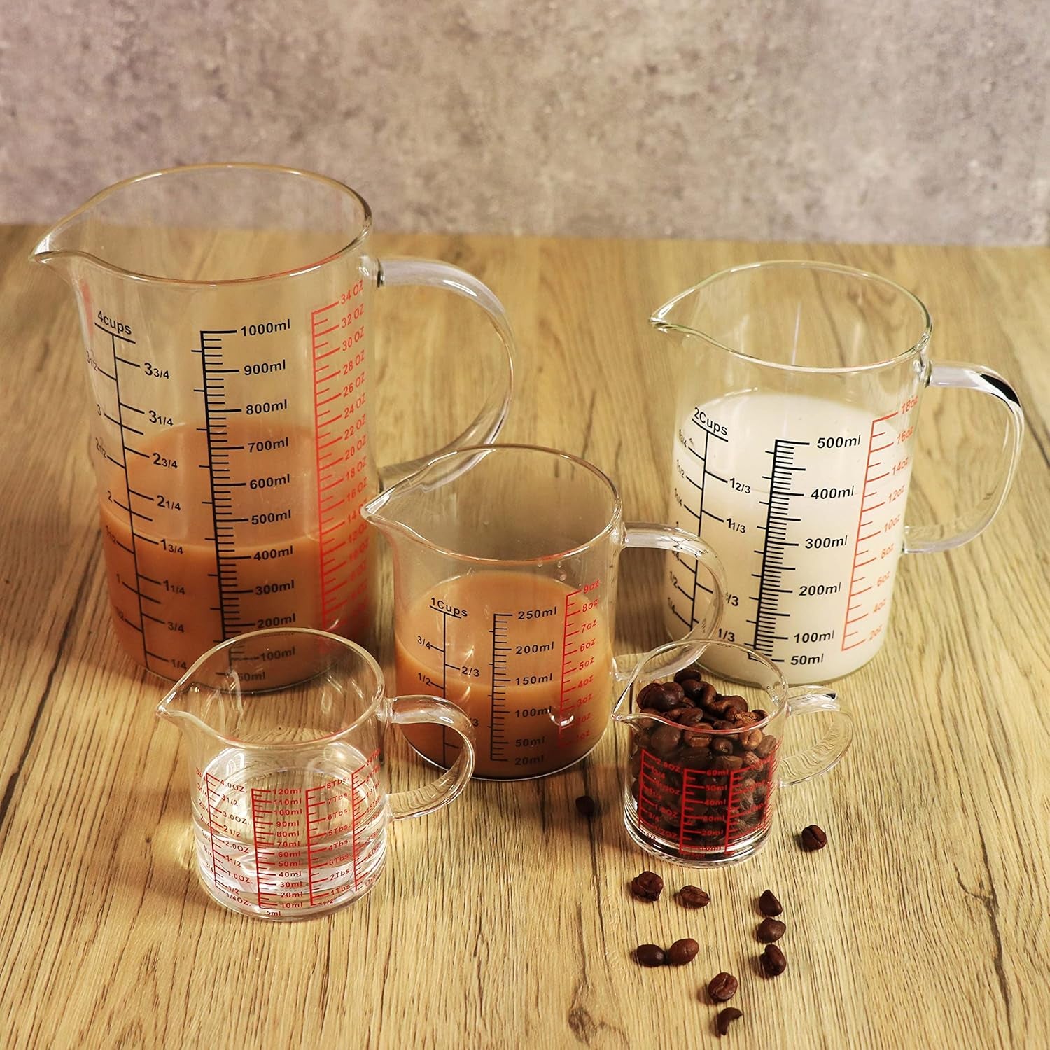 Glass Measuring Cup-[Insulated Handle | V-Shaped Spout]-Made of High Borosilicate Glass Measuring Cup for Kitchen or Restaurant, Easy to Read, 250 ML (8 Oz, 1 Cup)