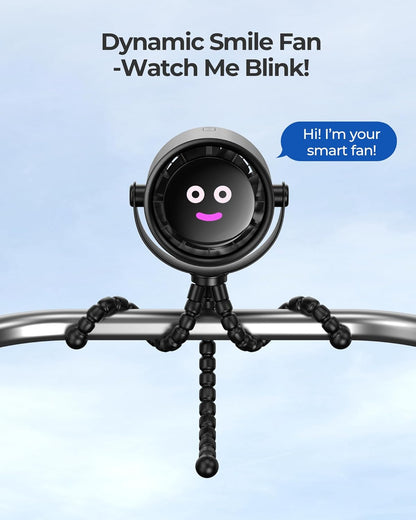 Portable Stroller Fan, Rechargeable Battery Operated, 5 Speeds with High-Speed Cooling, 17H Runtime, Digital Display, 360° Rotation, Ultra-Quiet, Flexible Tripod for Car Seats, Tents, Cribs