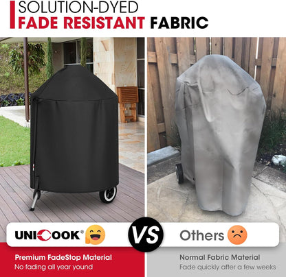 round Kettle Grill Cover Compatible with Weber 22 Inch Charcoal Grill, Heavy Duty Waterproof Fade Resistant Small Smoker Cover, All Weather Protection