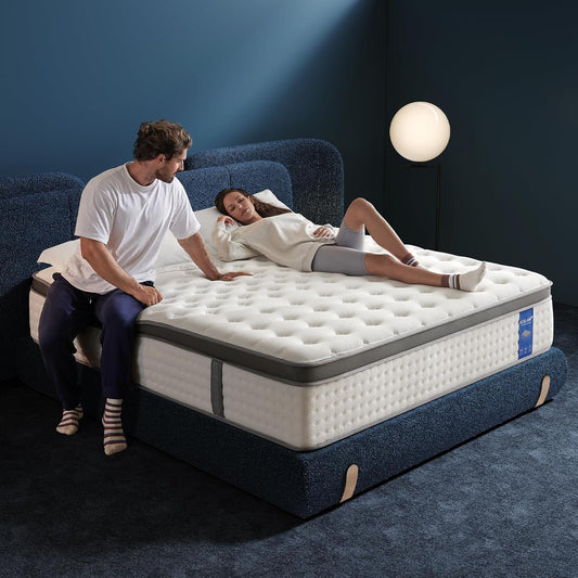 Queen Size 12-Inch Hybrid Mattress in a Box - Gel Memory Foam with Individually Wrapped Pocket Coils for Pressure Relief - Medium Firm