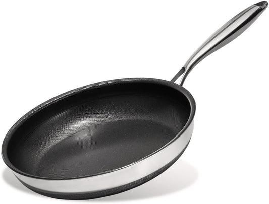 Non Stick Frying Pans without Lid, 8" Titanium Ceramic Pan Nonstick Stainless Steel Skillet, PFAS PFOA & PTFE Free, Quick-Cool Handle, Dishwasher & Oven Safe, Compatible with All Cooktops