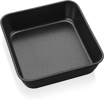 6 Inch Square Cake Pan, Nonstick Square Baking Pan for Cake Brownie Lasagna, Stainless Steel Core for Sturdy Structure, Non-Toxic & Oven Safe, Black, 1Pc