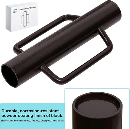 Fence Post Driver with Handle Steel Head Fence Post Driver 16.8 Inch T Post Driver/Rammer Brown Hand Heavy Duty Post Pounder