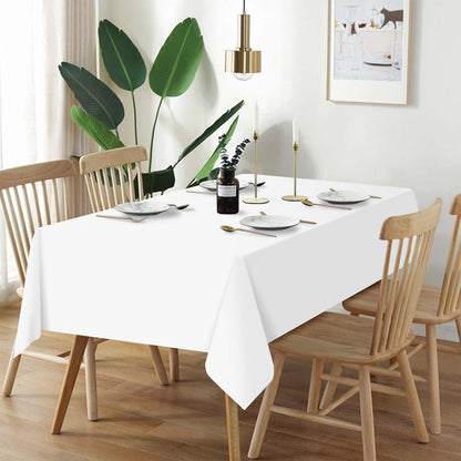 2 Pack Plastic Table Cloth Disposable, 54 X 108 Inch Tablecloths for Rectangle Tables, White Plastic Table Cover