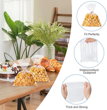 Cello Cellophane Treat Bags, 200 Pcs 4X6 Inches Clear Cellophane Bags with 200 Twist Ties for Gift Wrapping,Packaging Candies,Dessert,Bakery,Party Favors