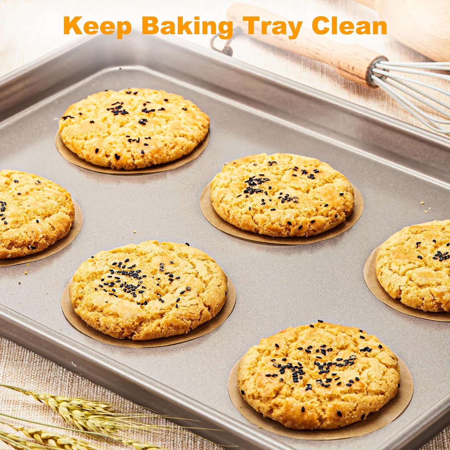 100 Pcs Unbleached Parchment Paper Baking Sheets Round, 4 Inches Non-Stick Precut Baking Parchment, Perfect for Baking Grilling Air Fryer Steaming Bread Cup Cake Cookie and More