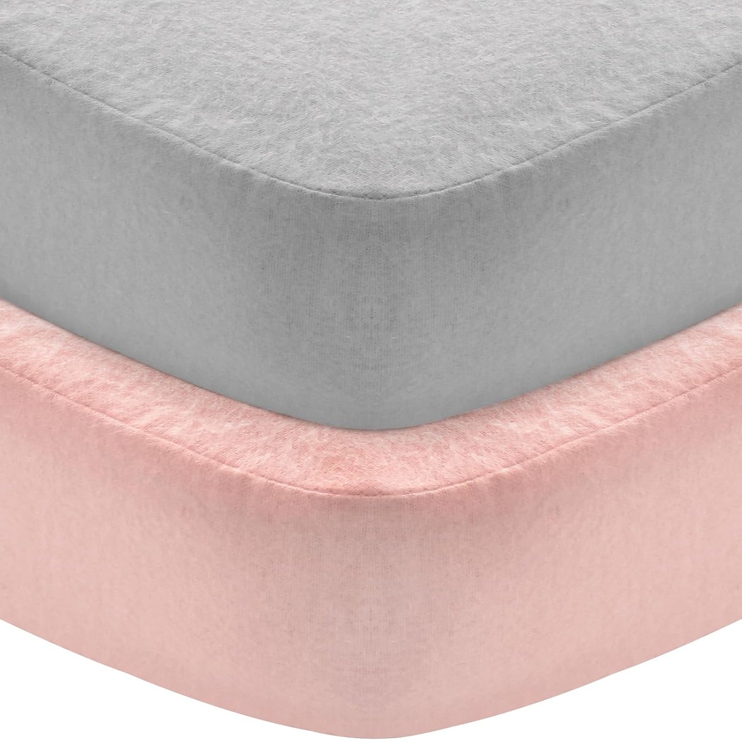 Flannel Crib Sheet 2 Pack, 100% Cotton Flannel, Heavenly Soft Fitted Sheet for Standard Crib (28" X 52") and Toddler Mattresses, Grey&Pink