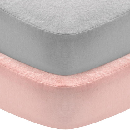 Flannel Crib Sheet 2 Pack, 100% Cotton Flannel, Heavenly Soft Fitted Sheet for Standard Crib (28" X 52") and Toddler Mattresses, Grey&Pink