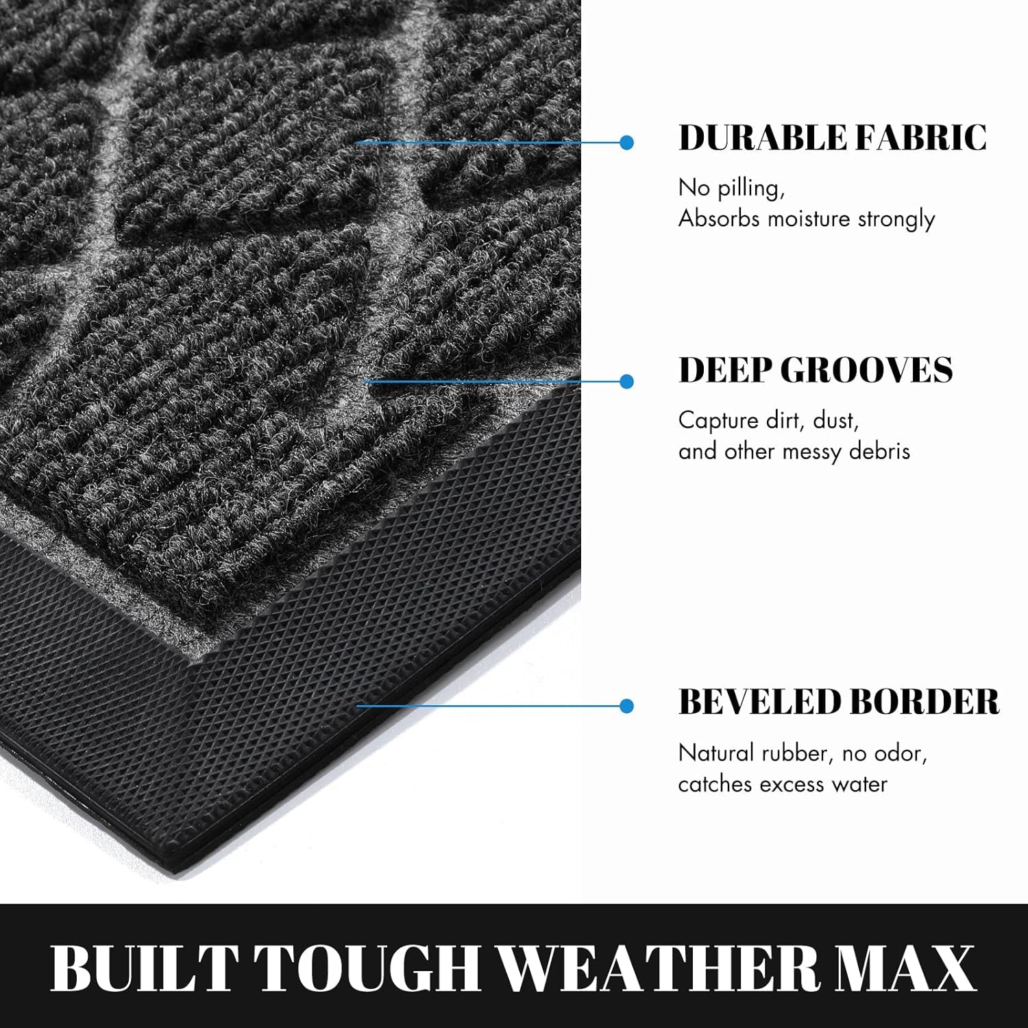 Chenille Bathroom Rug Mat Durable Front Door Mats, Heavy Duty Water Absorbent Mud Resistant Easy Clean Entry Outdoor Indoor Rugs