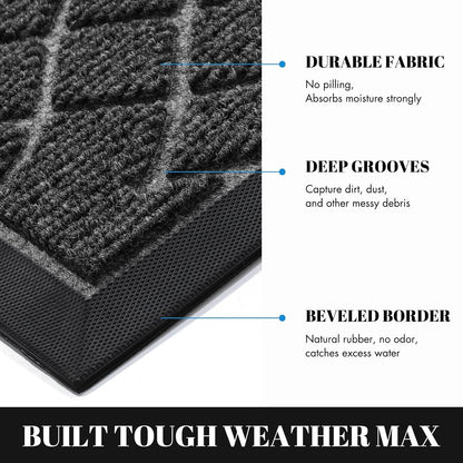 Chenille Bathroom Rug Mat Durable Front Door Mats, Heavy Duty Water Absorbent Mud Resistant Easy Clean Entry Outdoor Indoor Rugs