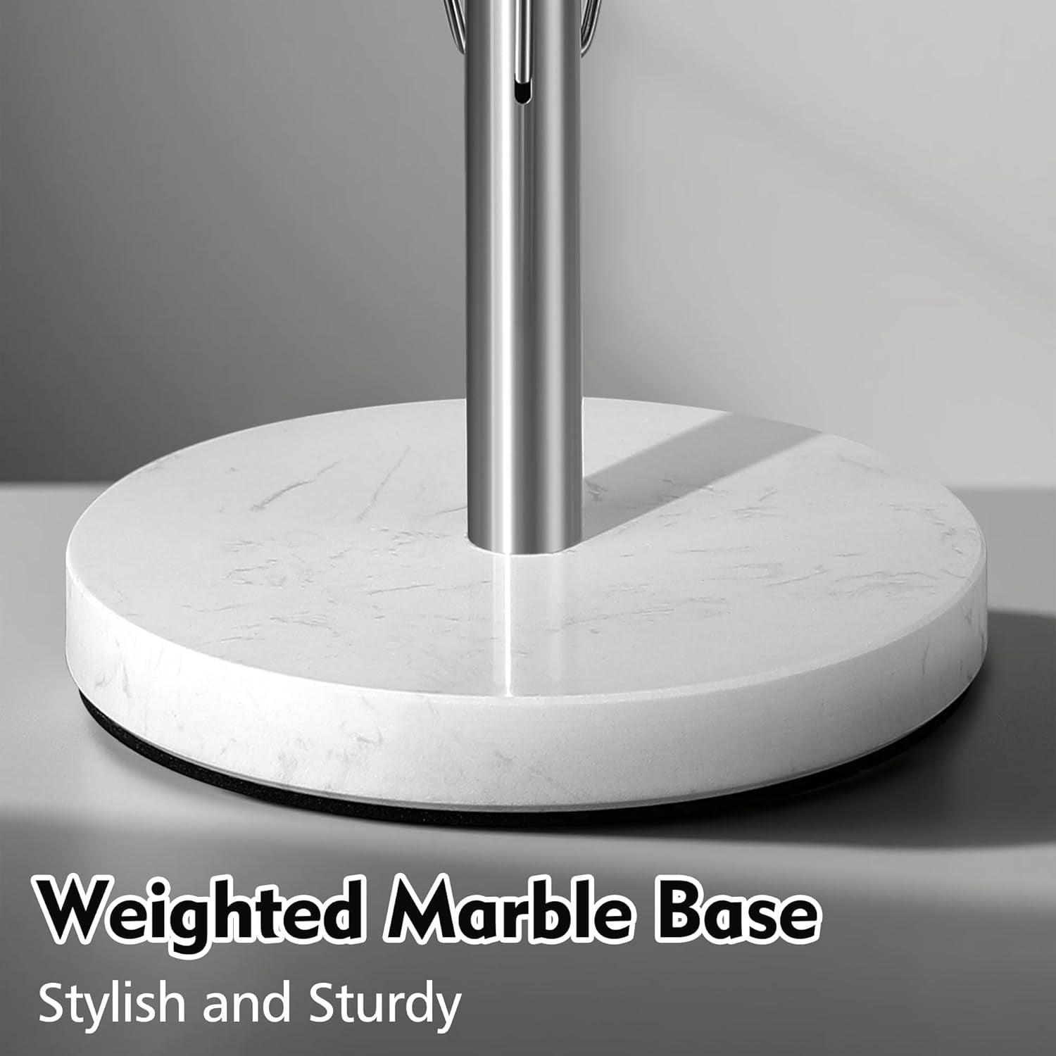 Weighted Marble Base Paper Towel Holder for Kitchen Countertop - Elegant White Design