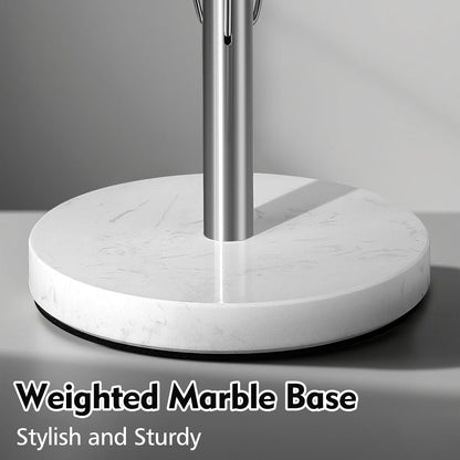 Weighted Marble Base Paper Towel Holder for Kitchen Countertop - Elegant White Design