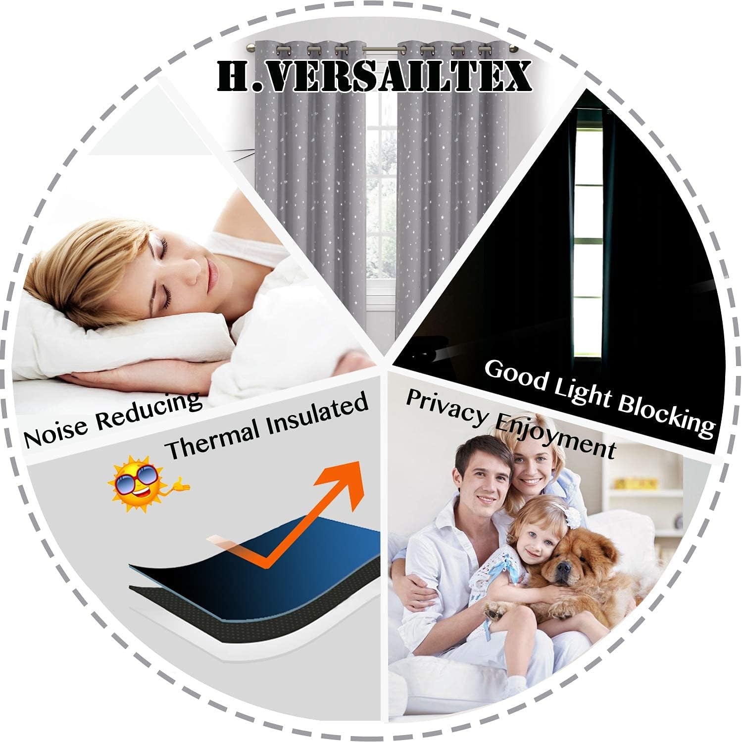 Blackout Star Curtains for Kids Room Boys Girls Twinkle Silver Stars Thermal Insulated Cute Thick Soft Curtain Drapes, Grommet Top, 1 Panel, 52" W X 63" L, Grey