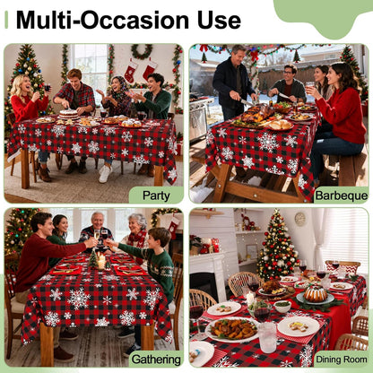 4 Packs Buffalo Disposable Table Cloth, 54 X 108 Inch Waterproof Plastic Tablecloth, Rectangle Black Red and White Checkered Table Covers for Picnic, Birthday, Party