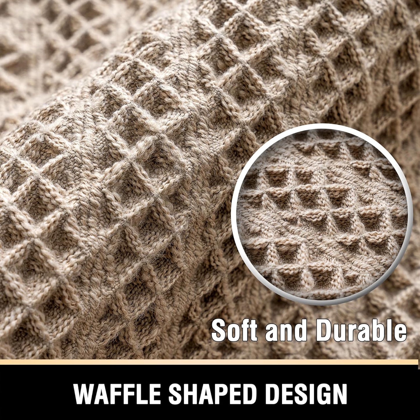 Waffle Bath Mat Super Absorbent Boho Bath Mat Non Slip Bath Rugs for Bathroom Floor Machine Washable Dry Fast Bathroom Rugs with Handmade Tassels, 17" X 24", Irish Cream